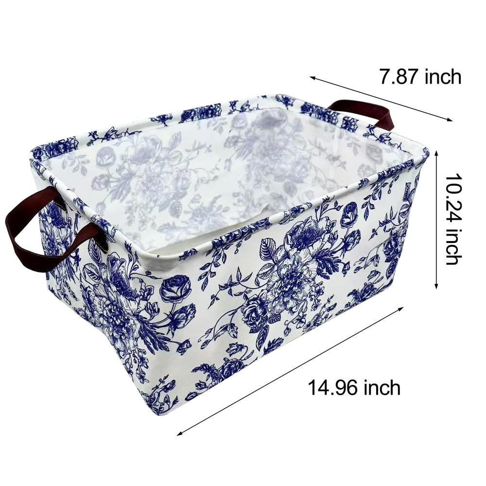 KIUATSJR rectangle storage basket with handles for easy moving between rooms.