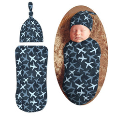 KiuLoam camouflage blue jets swaddle closeup for ultra-soft baby wrap comfort.