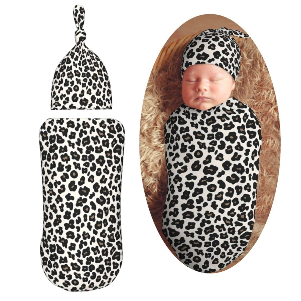 KiuLoam Vintage Black Brown Leopard Swaddle Blanket for newborns and cozy warmth.