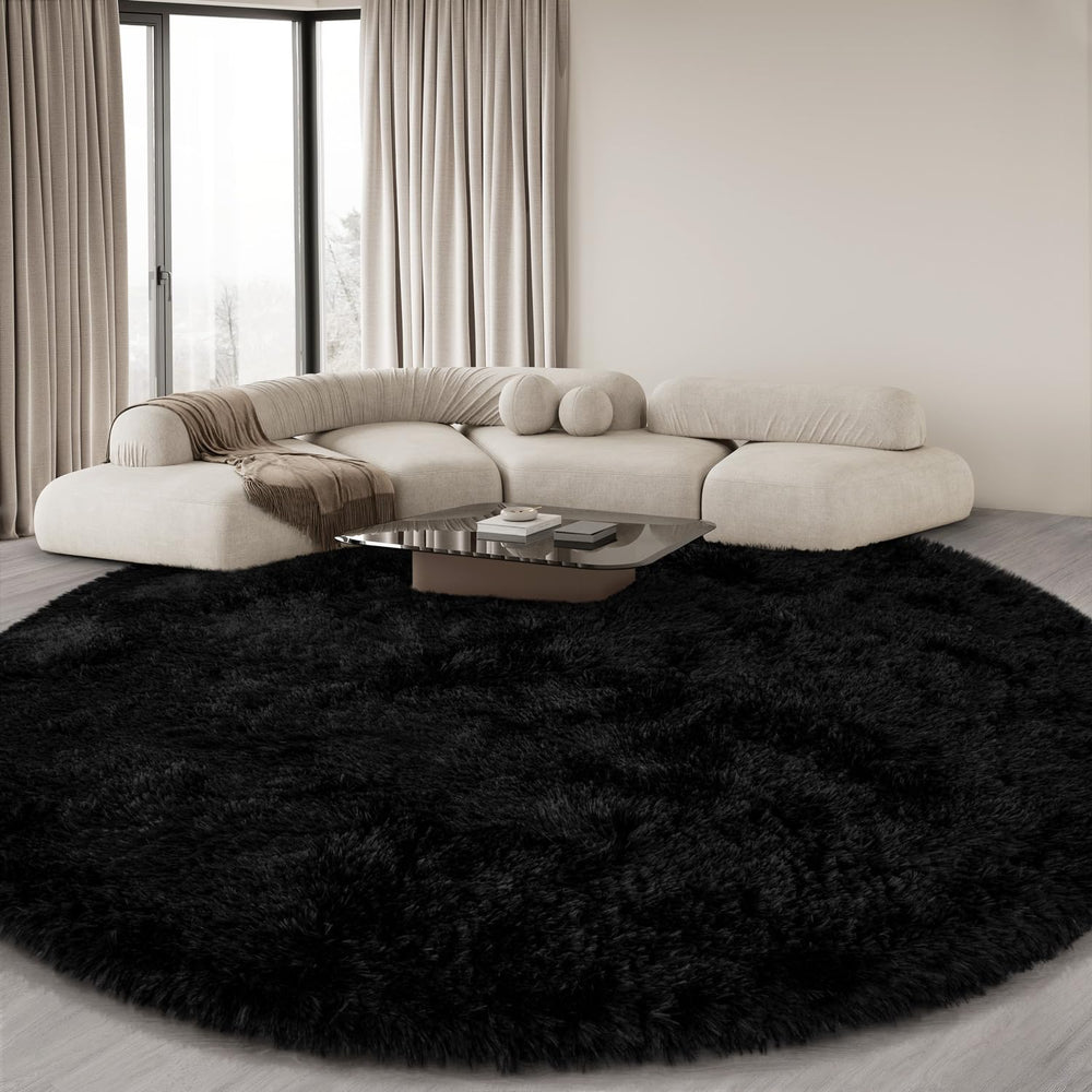 KIXINWA round rug perfect for bedrooms and nurseries with soft underfoot feel.