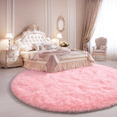 KIXINWA round rug is perfect for kids' rooms, providing a cushioned play area.