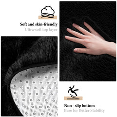 KIXINWA round rug shows non-slip rubber backing for safer floors.