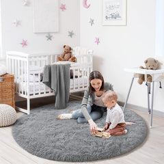KIXINWA round rug is washable plush fabric for easy cleaning