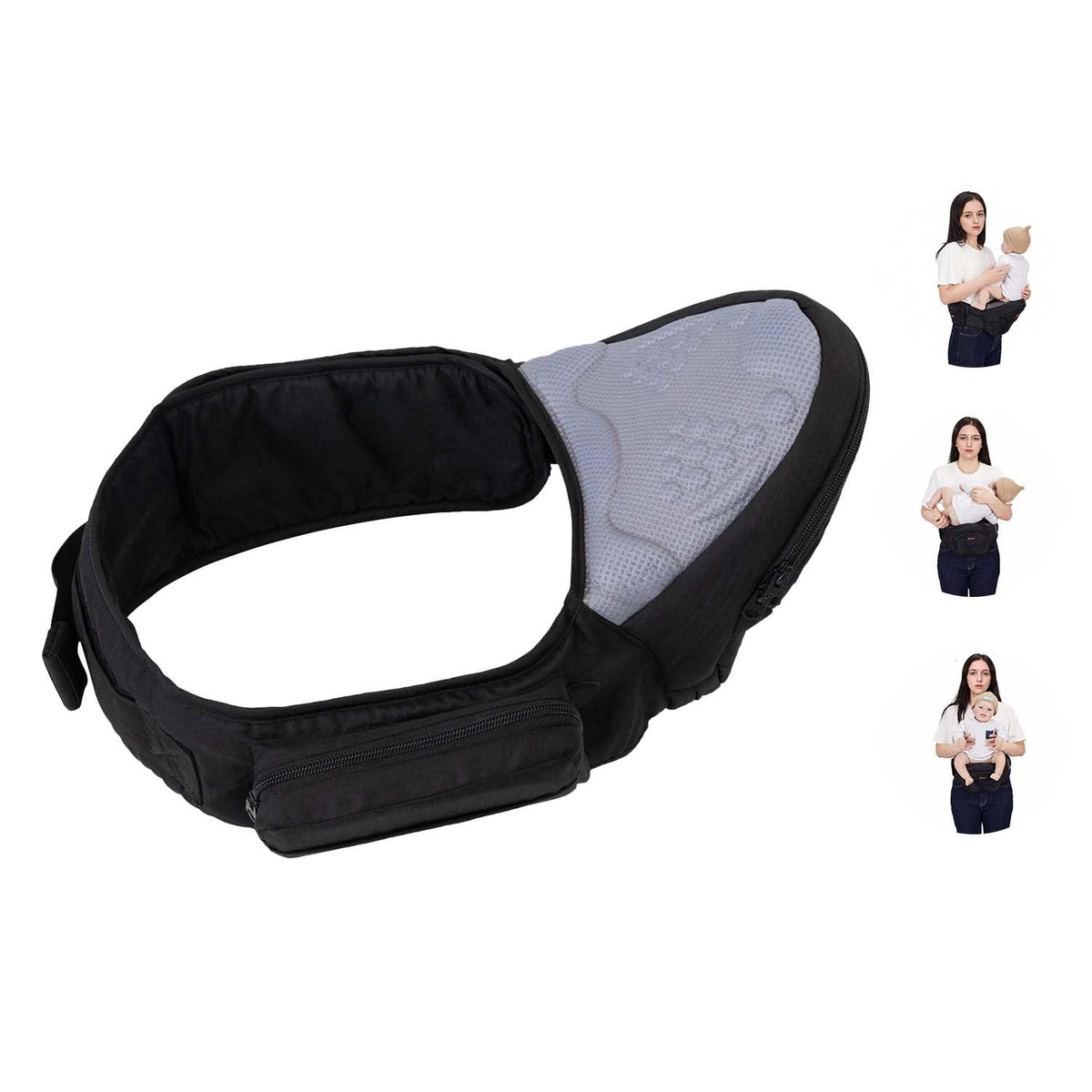 KIYUMI hip-seat assembly for quick transitions as baby grows.