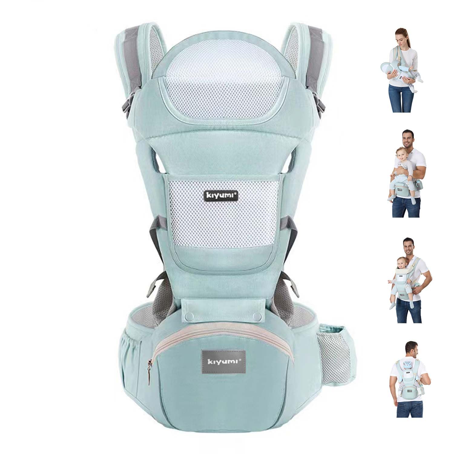 KIYUMI StarskyBlue hip-seat carrier promoting close, comfortable babywear