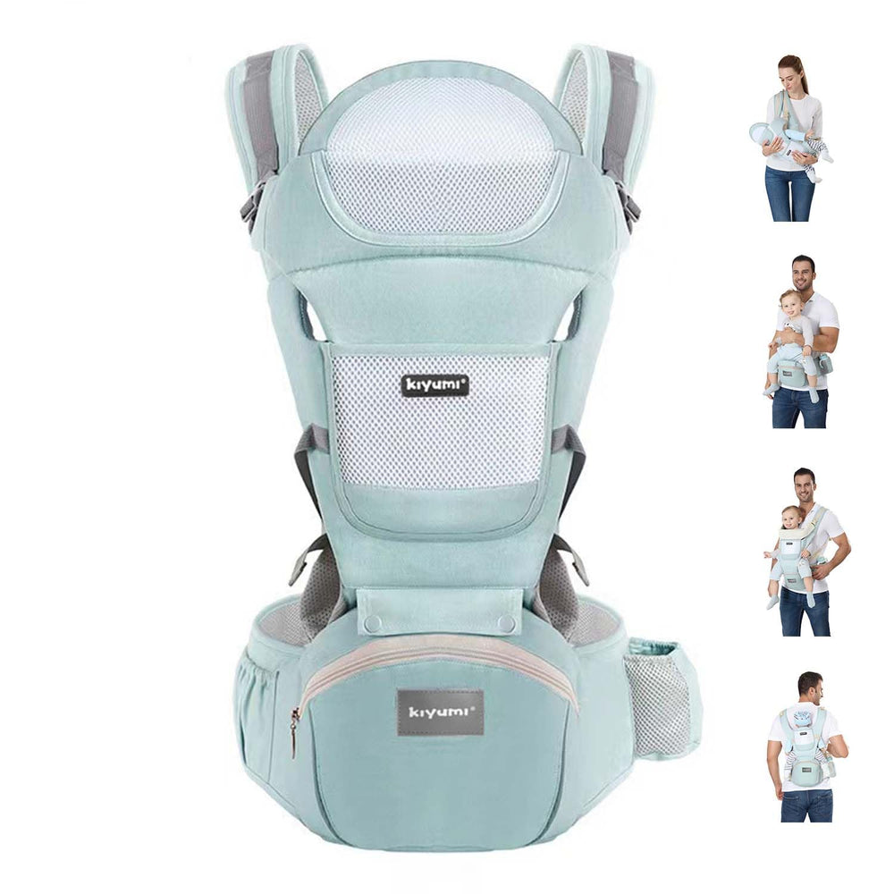 KIYUMI StarskyBlue hip-seat carrier promoting close, comfortable babywear