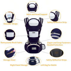 Kiyumi accommodates newborn to toddler up to 45 pounds.