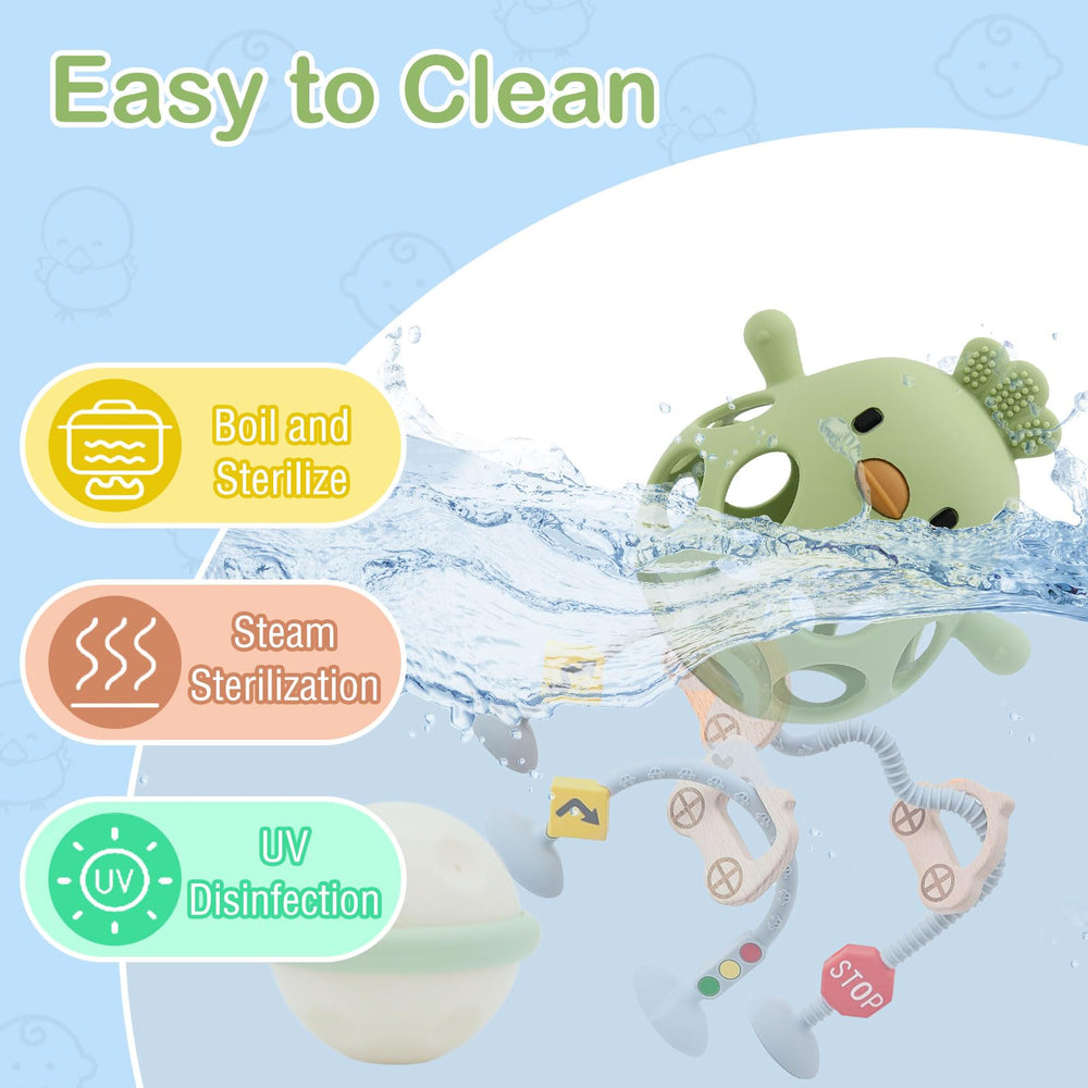 Kizadee teether is boil- and dishwasher-safe for easy cleaning