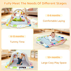 Kizfarm Baby Play Gym with detachable toys enhances focused play.