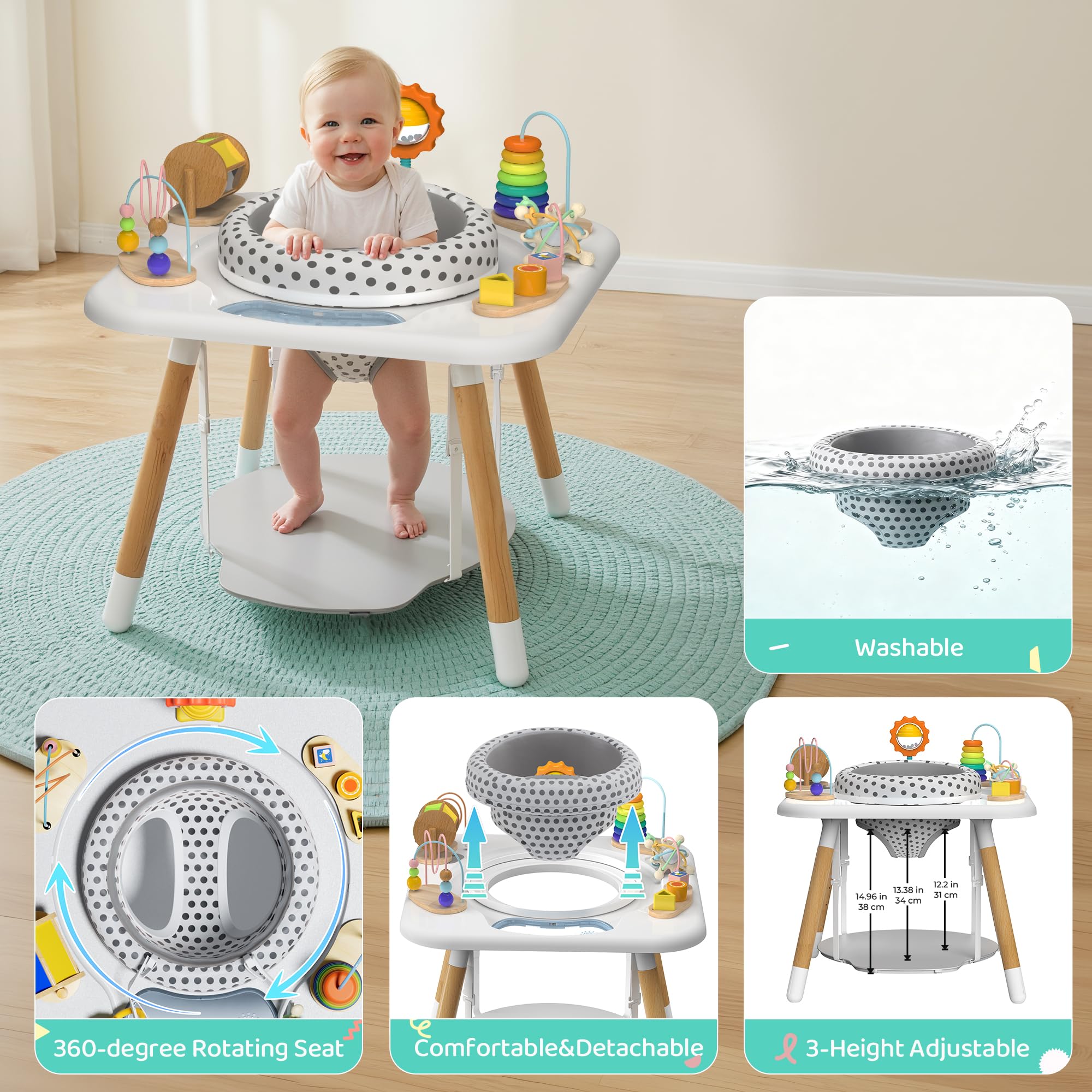 Kizfarm sturdy wooden frame with non-slip pads for stability