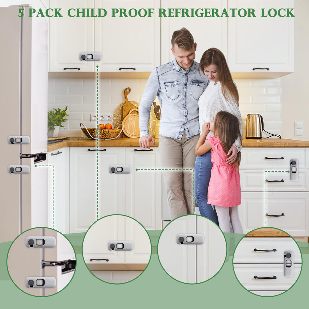 KIZZHISI fridge door lock on cabinet, easy adhesion for a mess-free kitchen