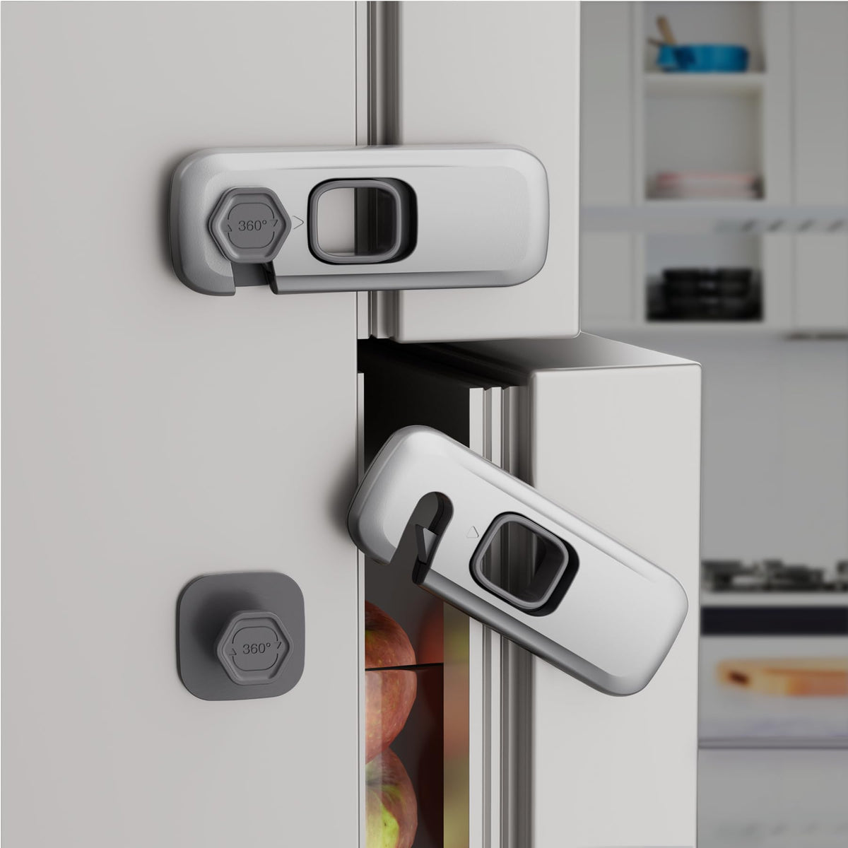 KIZZHISI 5-pack refrigerator lock on a drawer, protecting curious hands from spills and mess