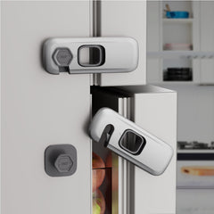 KIZZHISI 5-pack refrigerator lock on a drawer, protecting curious hands from spills and mess