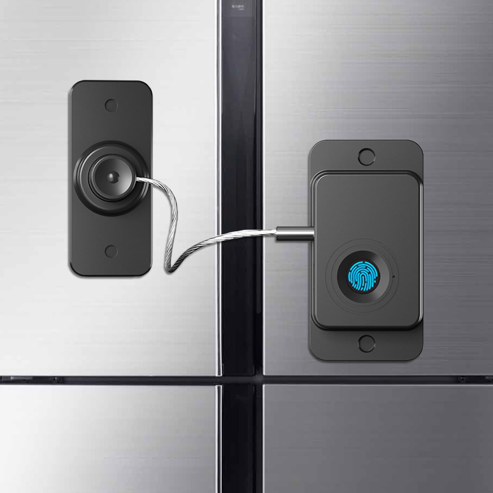 KIZZHISI fingerprint fridge lock close-up showing sensor and scratch-resistant finish
