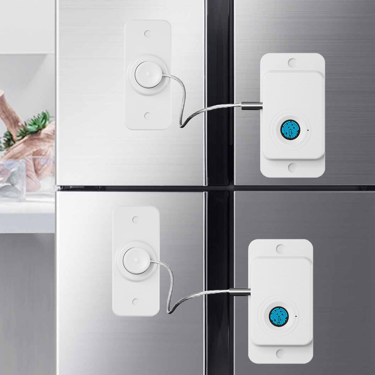 KIZZHISI fingerprint fridge lock front view shows compact, secure design for fridge doors