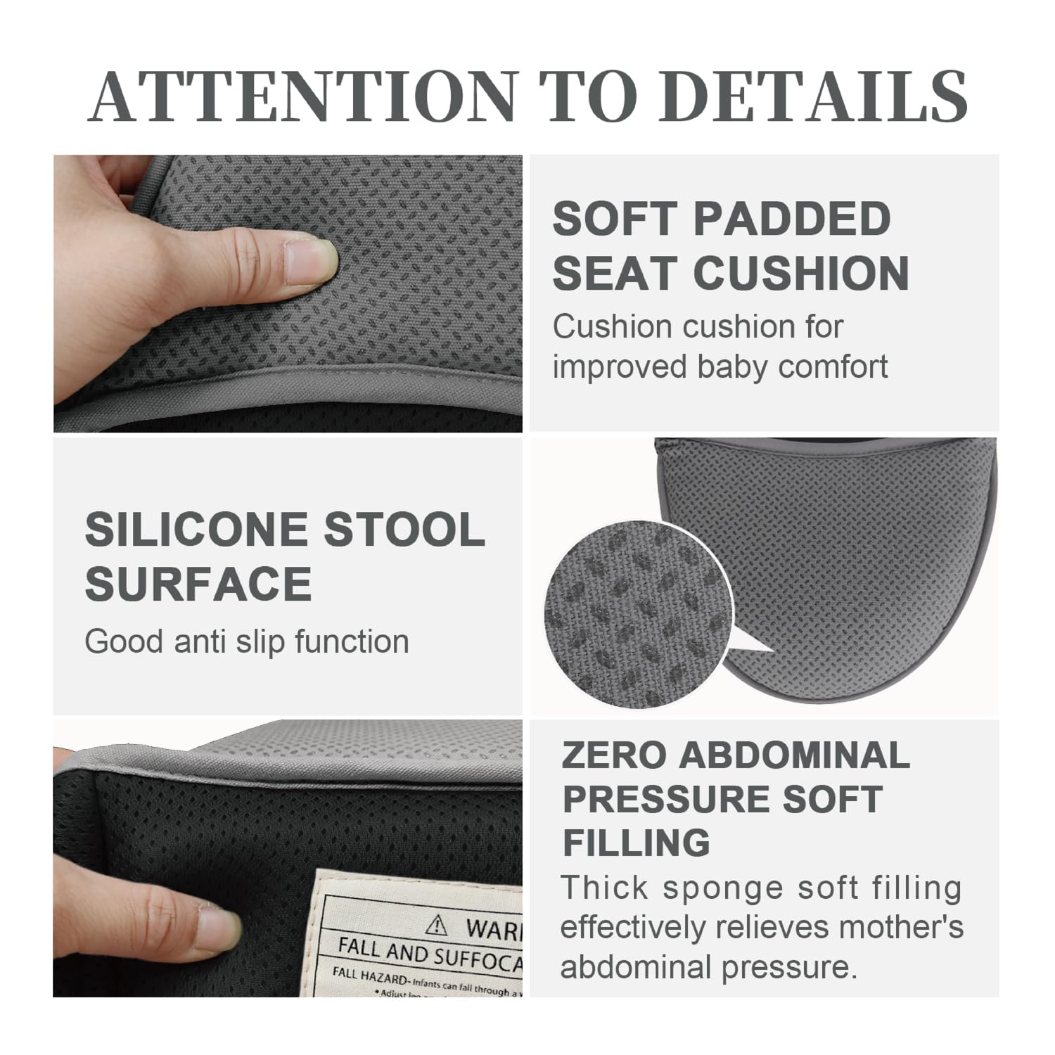 KJIPUHO grey carrier with storage pockets for bottles and keys