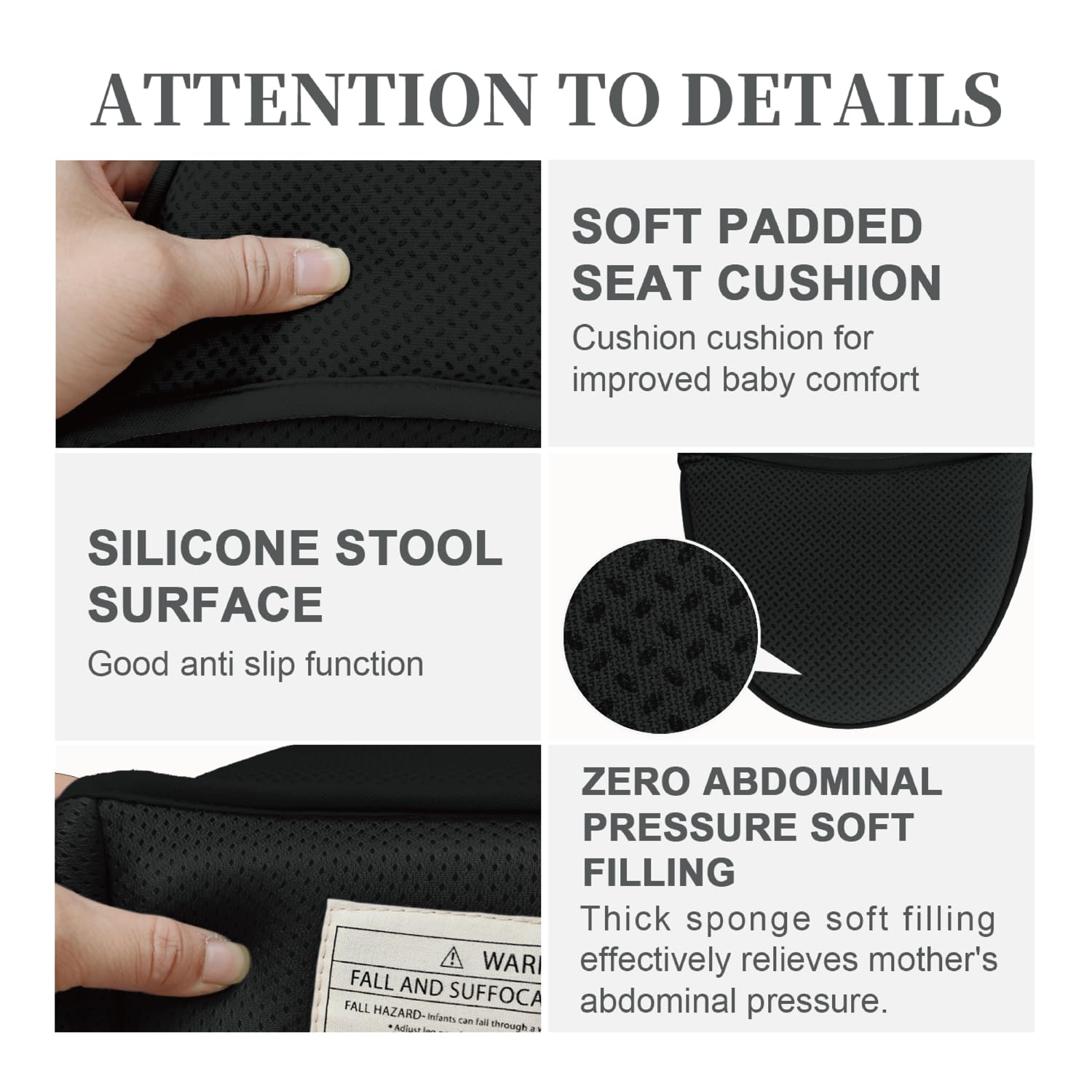 Storage pockets on the carrier hold bottles, wipes, and essentials within reach.