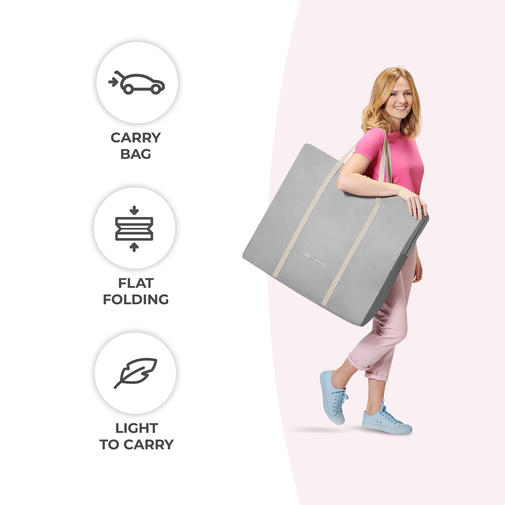 kk Kinderkraft LOVI mattress with removable cover for cleaning.