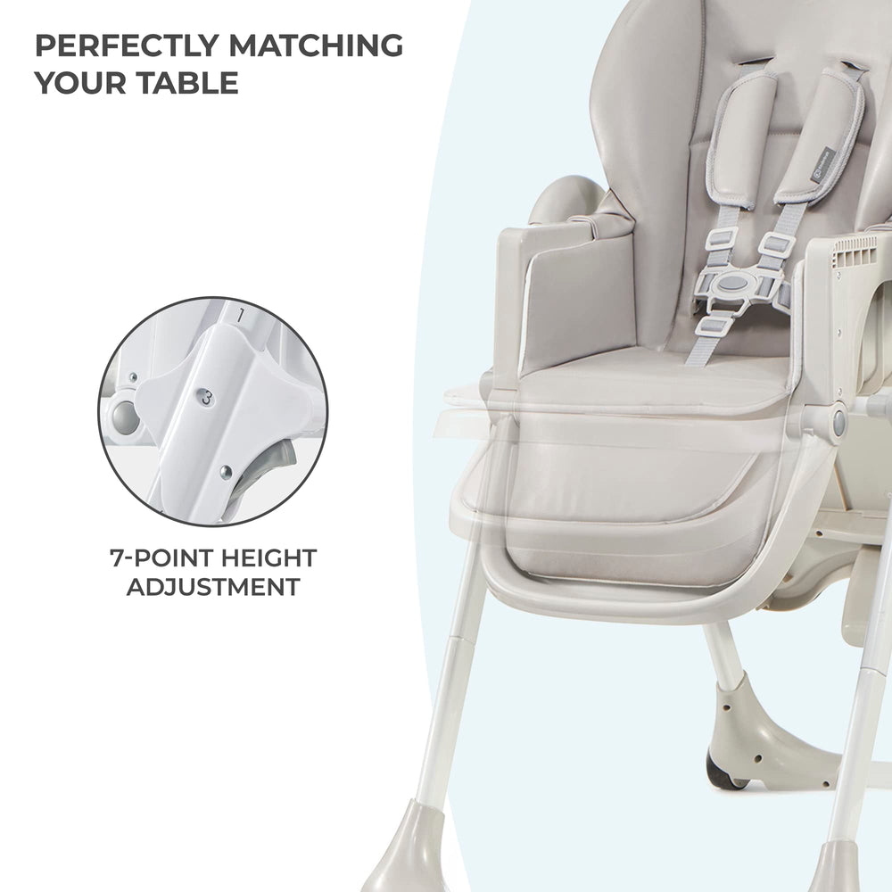 KK Kinderkraft Yummy highchair with removable eco-leather cover for easy cleaning.