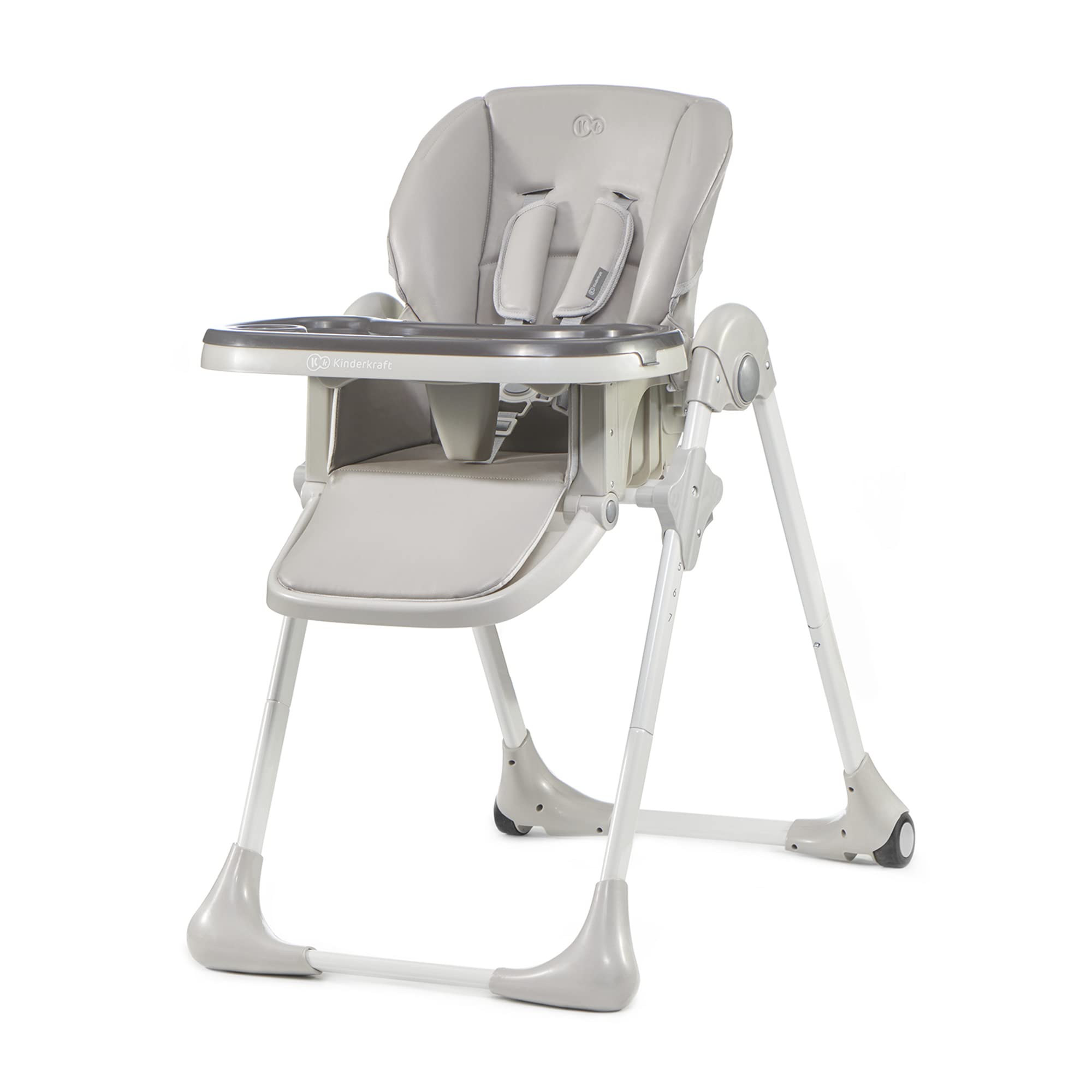 KK Kinderkraft Yummy highchair folded for compact storage at home.