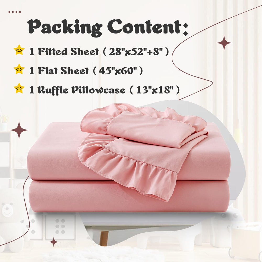 KKJIAF fitted sheet in light pink with secure elastic edge for snug fit.
