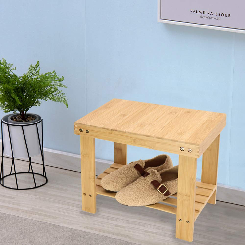 KKTONER easy-assembly bamboo stool with included hardware and instructions