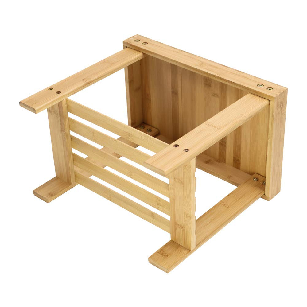 KKTONER shower bench with storage shelf visible in a clean bathroom