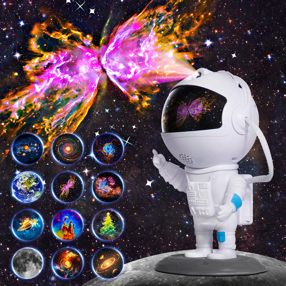 KKUP2U Astronaut Galaxy Projector head view, playful design for dreamy ceiling stars.