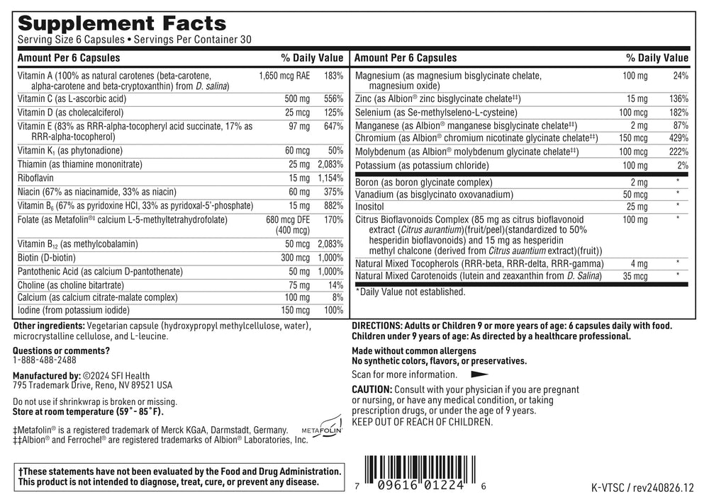 VitaSpectrum Kids ingredients panel highlighting absorption and purity