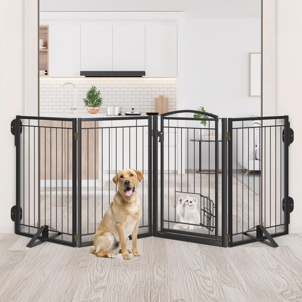 Klarana black metal gate for indoor and outdoor use.