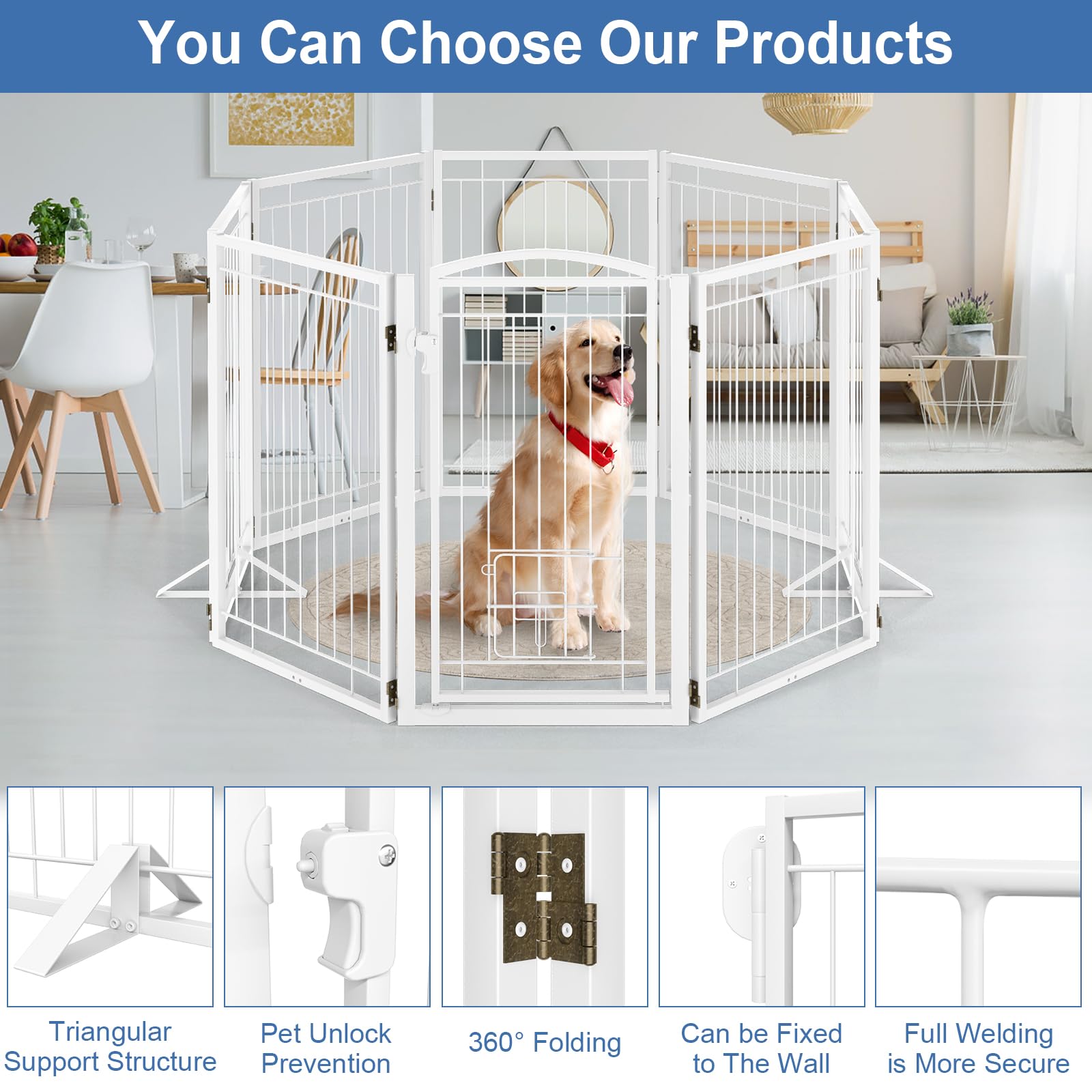 Klarana dog gate with cat door offers separate access for felines.
