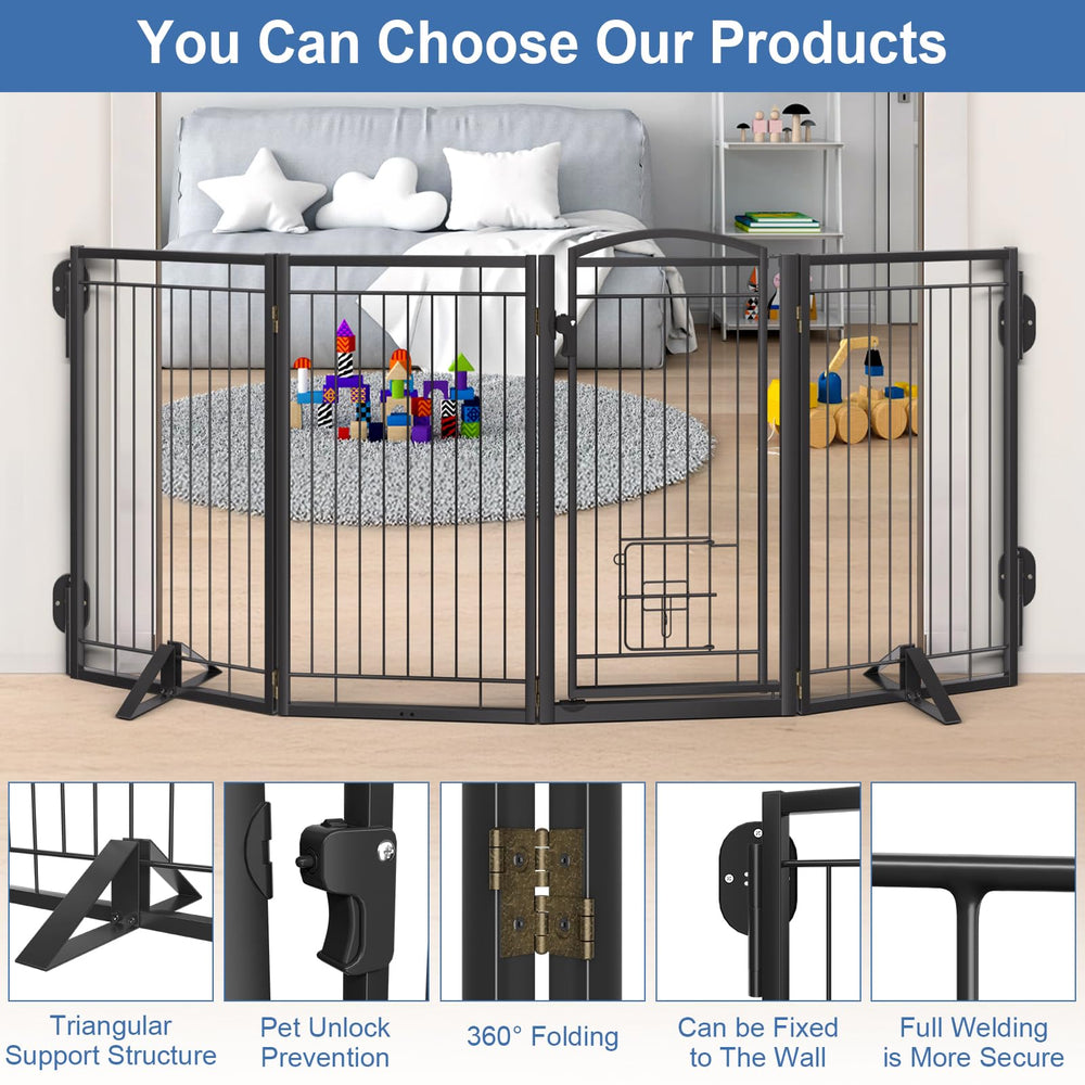 Klarana freestanding gate with latches offers portable safety without wall damage.