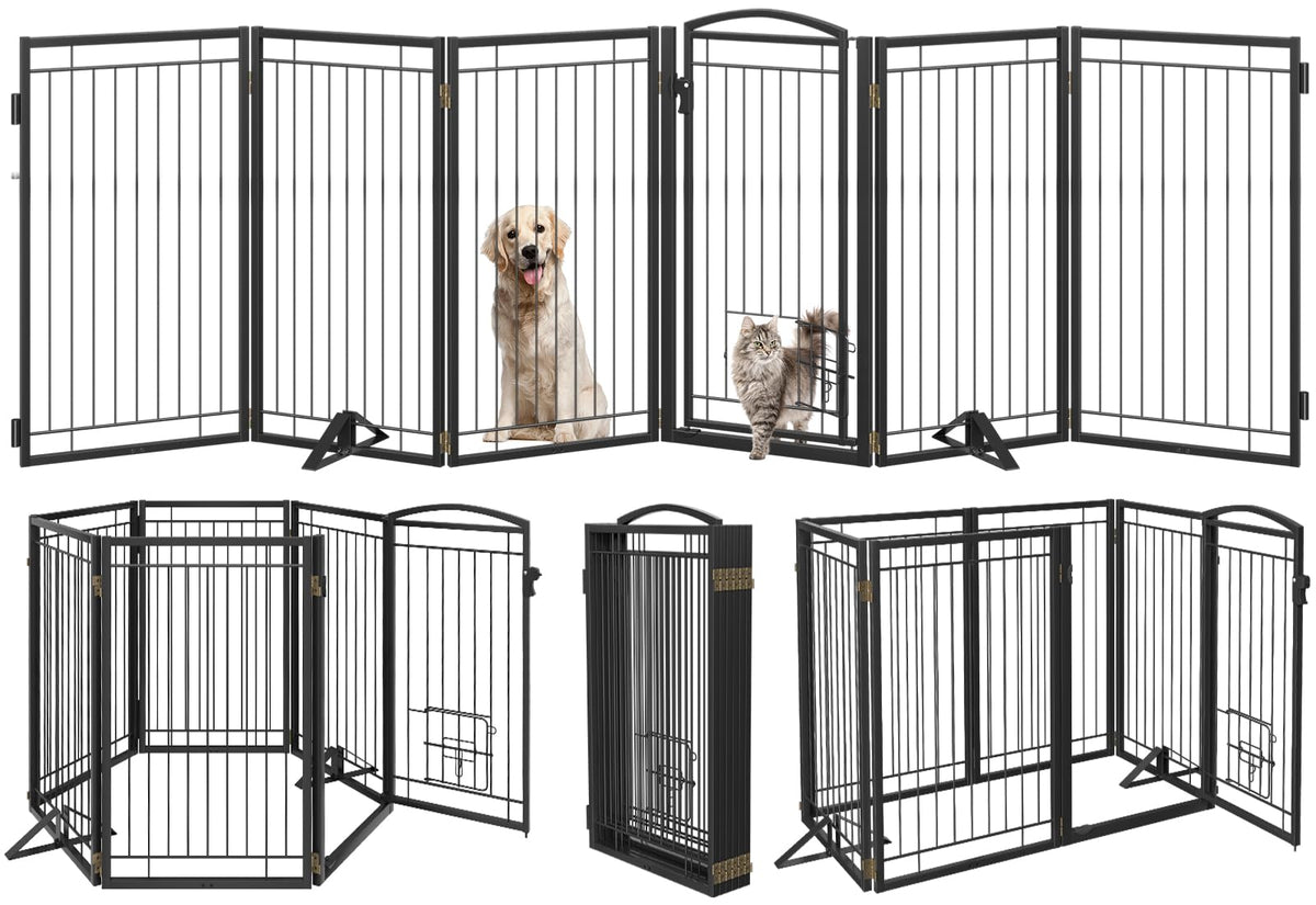 Klarana metal dog gate full assembly showcases sturdy, wide boundary.