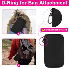 Klawdsky tampon holder purse built-in D-ring for secure bag clipping.