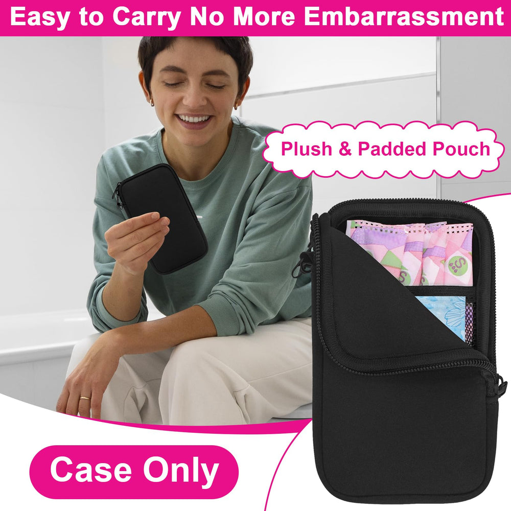 Klawdsky tampon holder purse in use, discreet carry inside a bag.