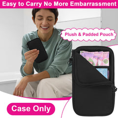 Klawdsky tampon holder purse in use, discreet carry inside a bag.