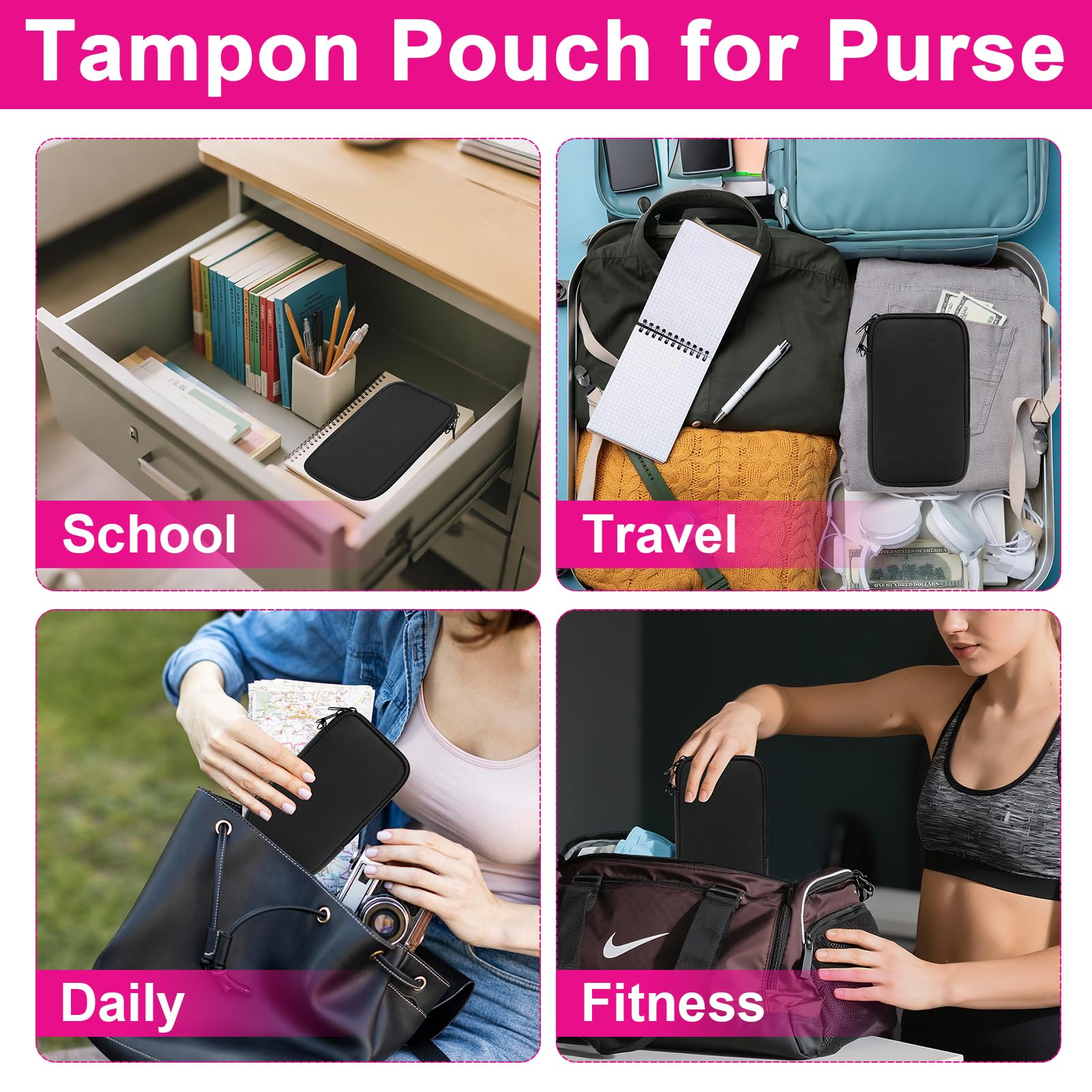 Klawdsky tampon holder purse multipurpose case for makeup or meds.