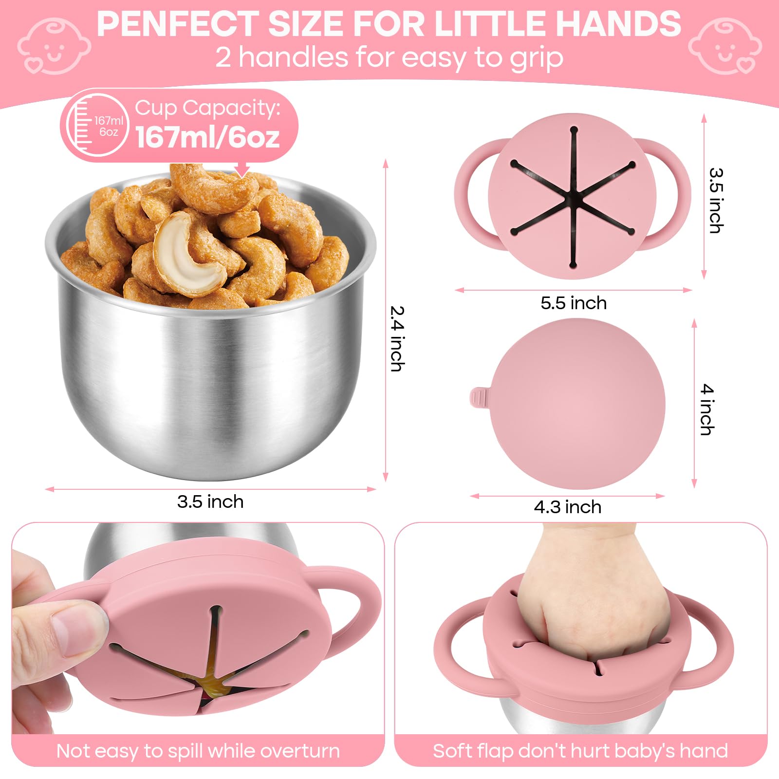 KLCKH 2-pack snack cups with dual handles for toddler grip