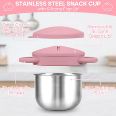 KLCKH 2-pack durable 304 stainless steel snack cups withstand drops