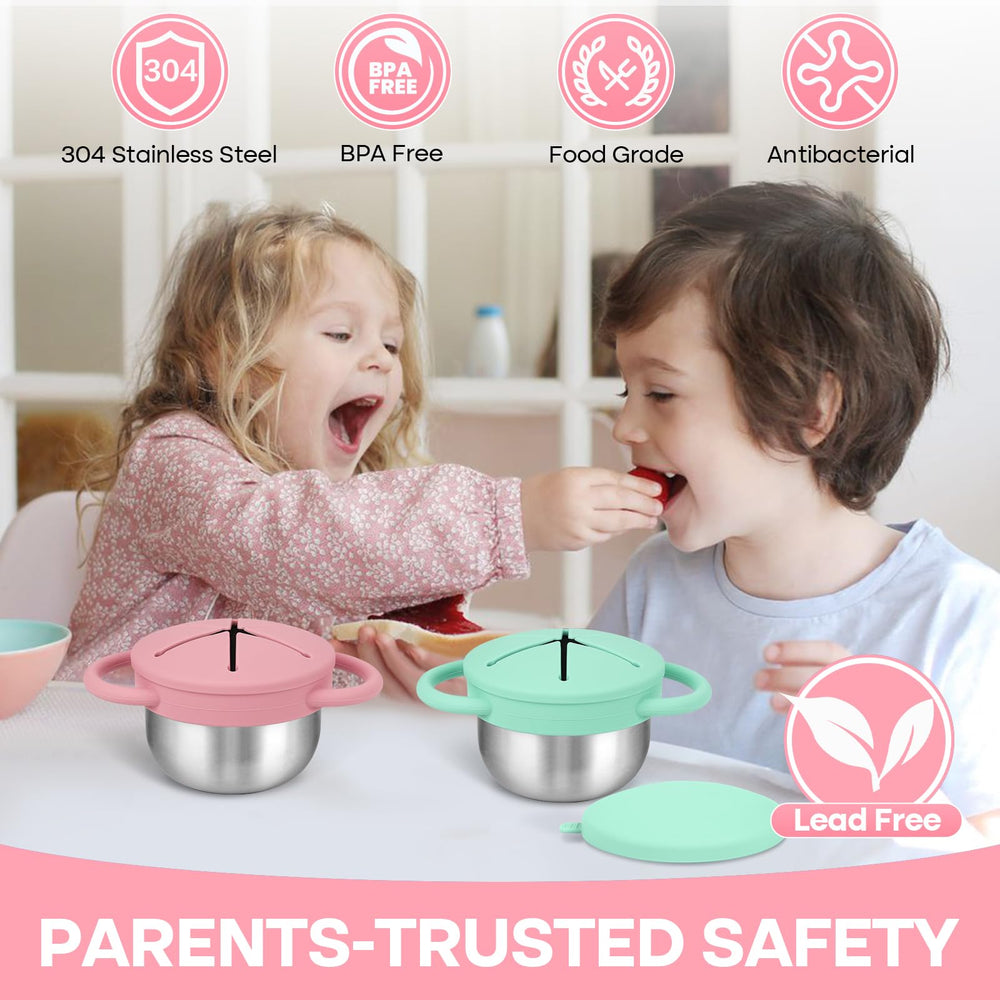 KLCKH 2-pack snack cups with removable silicone lid for easy refills