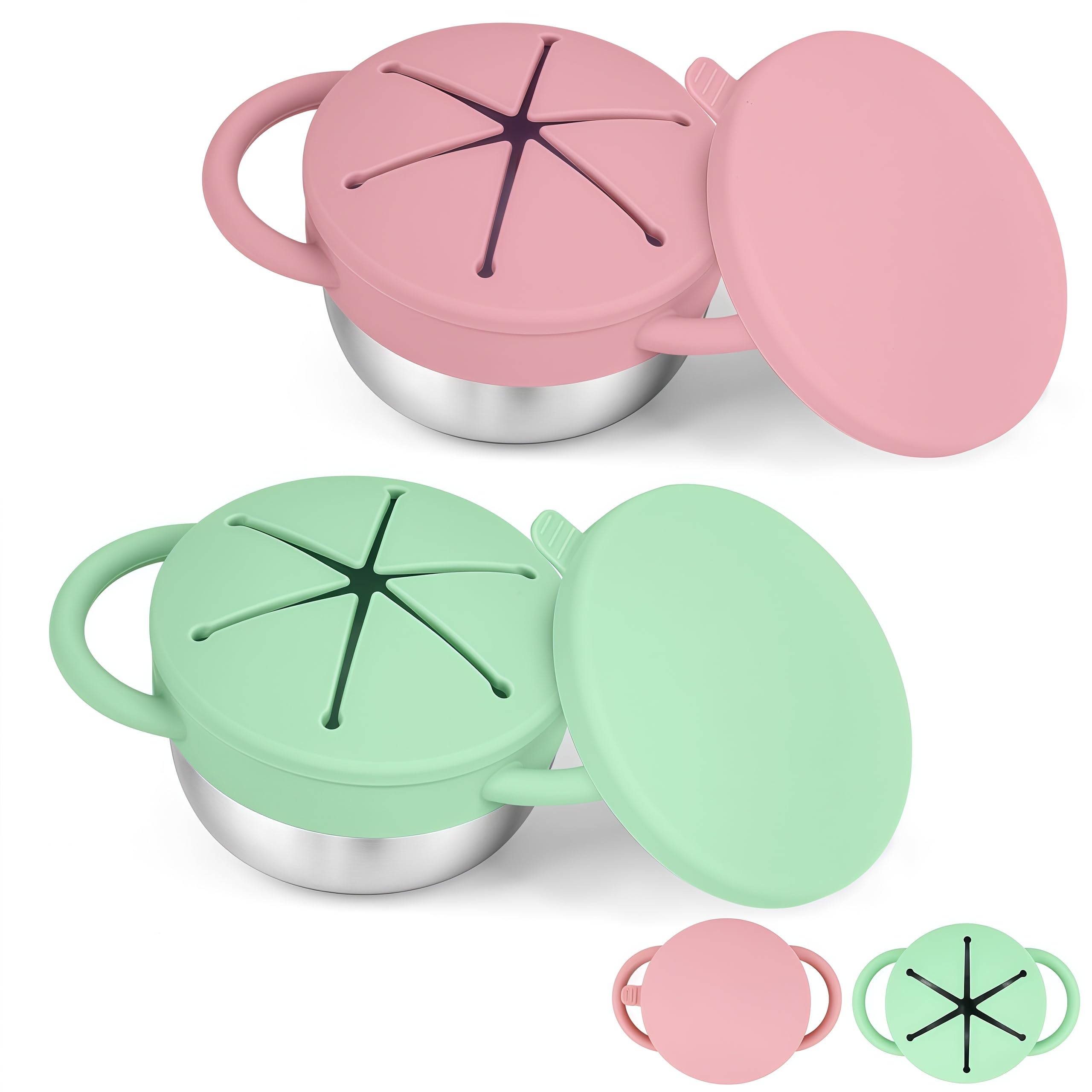 KLCKH 2-pack snack cups with spill-proof lid, ideal for mess-free travel