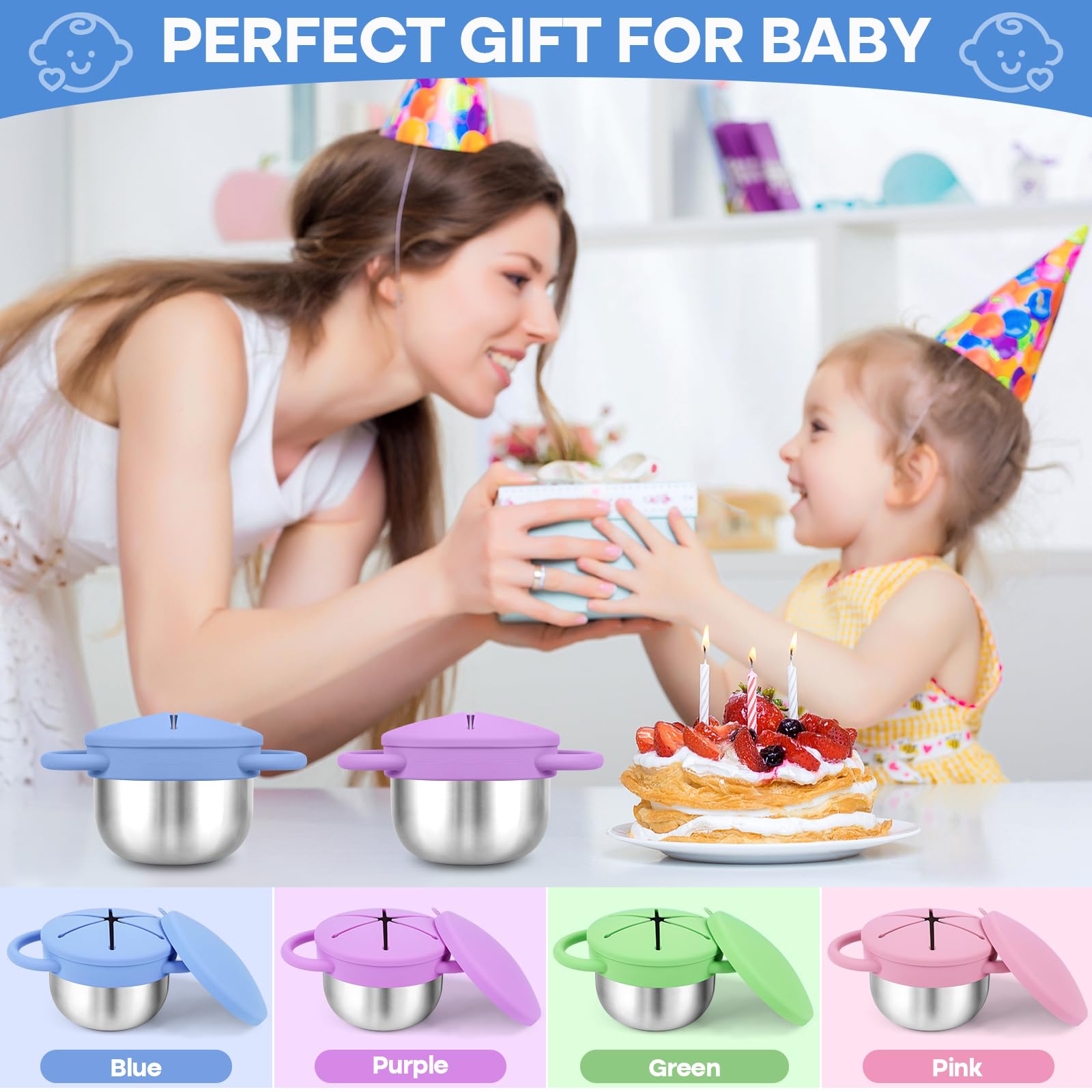 KLCKH snack cups removable silicone lids highlight easy refills and cleaning