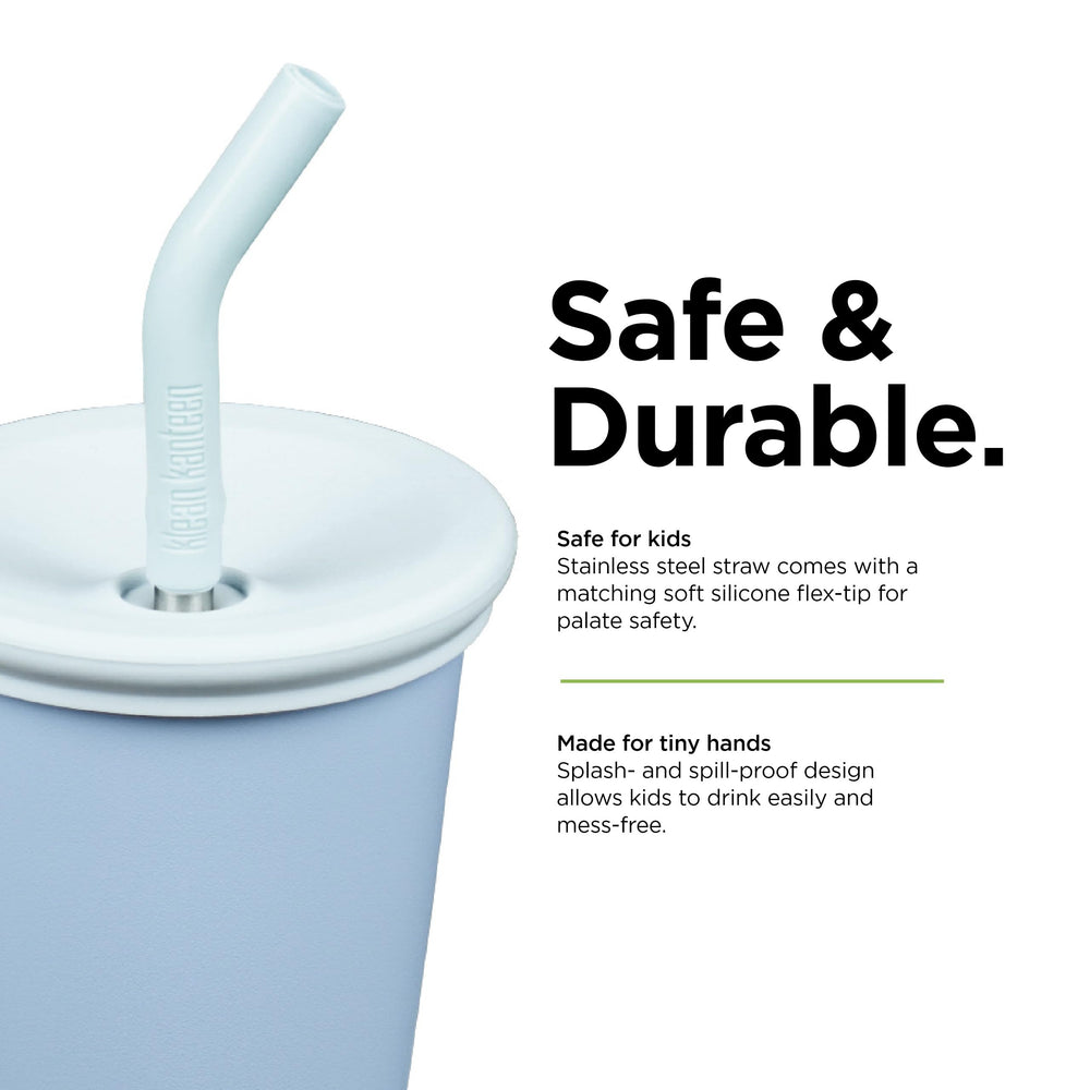 Klean Kanteen 10oz Kid's Cup with Straw Lid, close-up of lid highlights easy sipping.