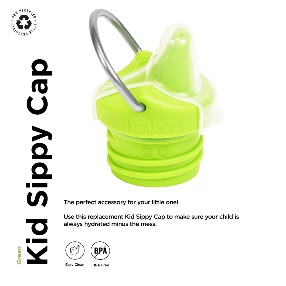 Klean Kanteen Classic Kid Sippy Cap swivel loop green enables easy carrying and hands-free transport