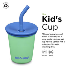 Klean Kanteen Kids Cup 10oz Spring Bud side view, compact design for travel.