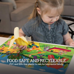 Klean Kids Animals at Play jungle-animals placemat adds fun while teaching healthy eating.