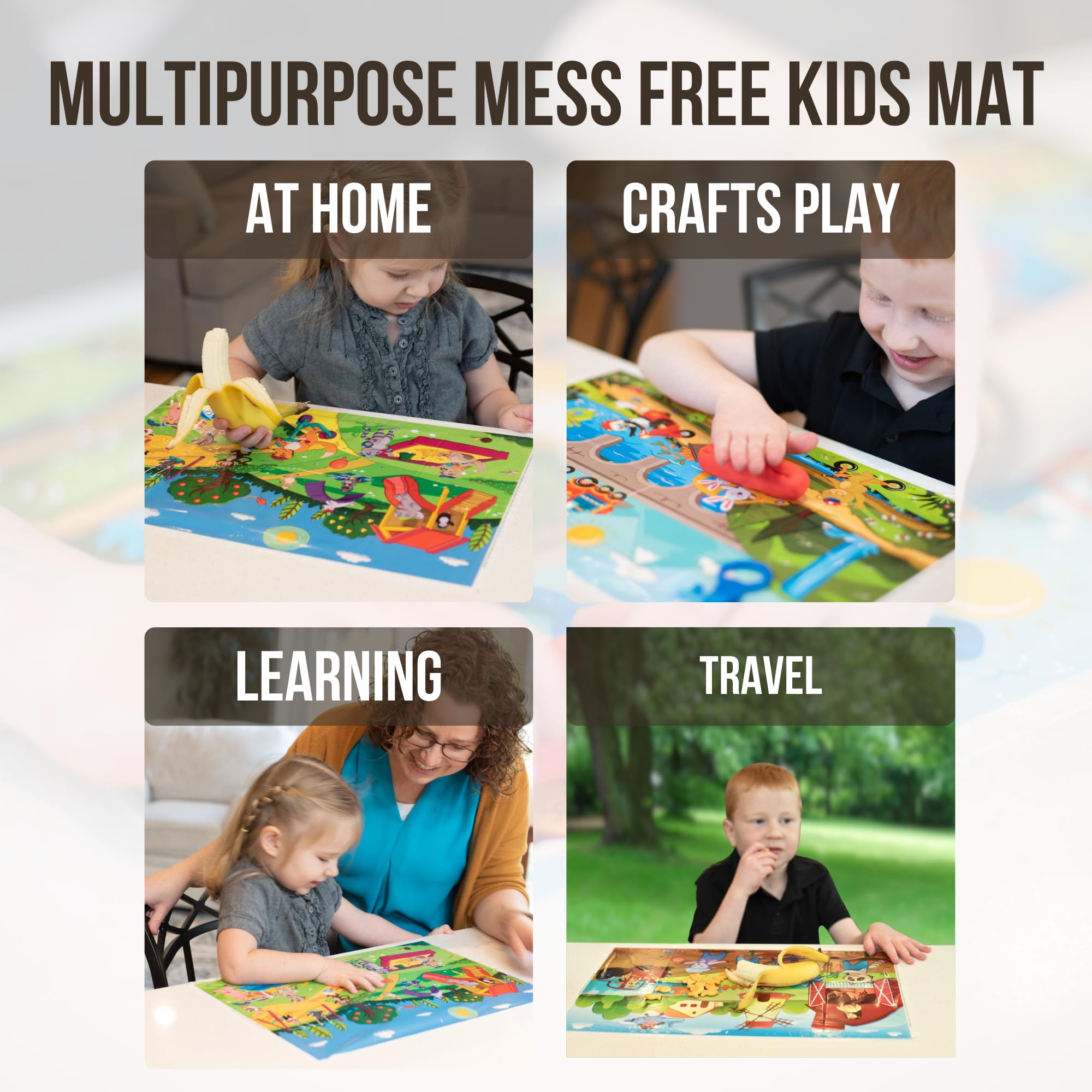 Klean Kids Animals at Play pets-at-table placemat keeps messes contained.