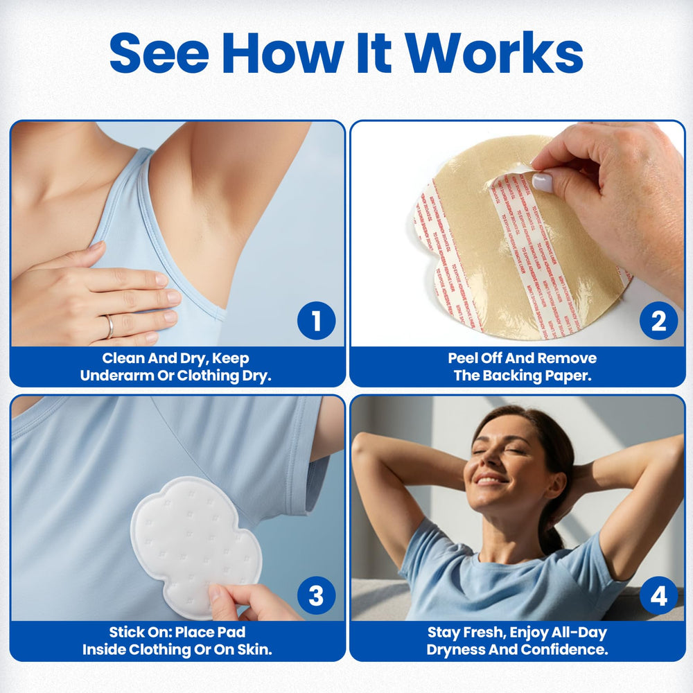 Kleinert's Underarm Sweat Pads non-woven top and waterproof back layer for comfort.
