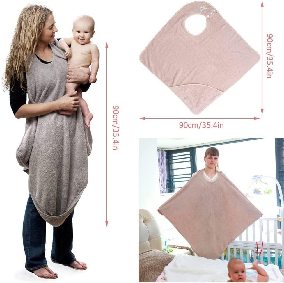 KLERICER full-coverage-baby-towel wraps baby securely after bath.