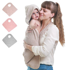 KLERICER hooded baby towel with hands-free design for easy bathing.